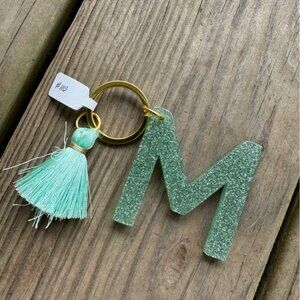 Mint Green Glitter Keychain with Tassel